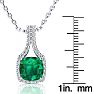 2-1/2 Carat Cushion Shape Emerald Necklaces With Diamond Halo In 14 Karat White Gold, 18 Inch Chain Image-4