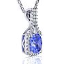 3 Carat Cushion Cut Tanzanite and Classic Halo Diamond Necklace In 14 Karat White Gold, 18 Inches Image-2