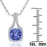 3 Carat Cushion Cut Tanzanite and Classic Halo Diamond Necklace In 14 Karat White Gold, 18 Inches Image-4