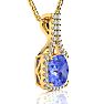 3 Carat Cushion Cut Tanzanite and Classic Halo Diamond Necklace In 14 Karat Yellow Gold, 18 Inches Image-2