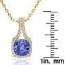 3 Carat Cushion Cut Tanzanite and Classic Halo Diamond Necklace In 14 Karat Yellow Gold, 18 Inches Image-4