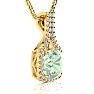 2 1/2 Carat Cushion Cut Green Amethyst and Classic Halo Diamond Necklace In 14 Karat Yellow Gold, 18 Inches Image-2