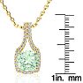 2 1/2 Carat Cushion Cut Green Amethyst and Classic Halo Diamond Necklace In 14 Karat Yellow Gold, 18 Inches Image-4