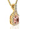 3-1/2 Carat Cushion Shape Morganite Necklace with Diamond Halo In 14 Karat Yellow Gold With 18 Inch Chain Image-2