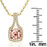 3-1/2 Carat Cushion Shape Morganite Necklace with Diamond Halo In 14 Karat Yellow Gold With 18 Inch Chain Image-4