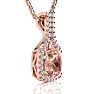3-1/2 Carat Cushion Shape Morganite Necklace with Diamond Halo In 14 Karat Rose Gold With 18 Inch Chain Image-2