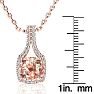 3-1/2 Carat Cushion Shape Morganite Necklace with Diamond Halo In 14 Karat Rose Gold With 18 Inch Chain Image-4