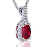 3 1/2 Carat Cushion Cut Ruby and Classic Halo Diamond Necklace In 14 Karat White Gold, 18 Inches Image-2