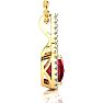 3 1/2 Carat Cushion Cut Ruby and Classic Halo Diamond Necklace In 14 Karat Yellow Gold, 18 Inches Image-3