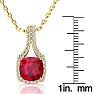 3 1/2 Carat Cushion Cut Ruby and Classic Halo Diamond Necklace In 14 Karat Yellow Gold, 18 Inches Image-4