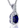 3 1/2 Carat Cushion Cut Sapphire and Classic Halo Diamond Necklace In 14 Karat White Gold, 18 Inches Image-2