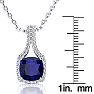 3 1/2 Carat Cushion Cut Sapphire and Classic Halo Diamond Necklace In 14 Karat White Gold, 18 Inches Image-4