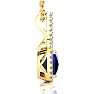 3 1/2 Carat Cushion Cut Sapphire and Classic Halo Diamond Necklace In 14 Karat Yellow Gold, 18 Inches Image-3