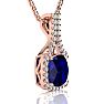 3 1/2 Carat Cushion Cut Sapphire and Classic Halo Diamond Necklace In 14 Karat Rose Gold, 18 Inches Image-2