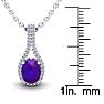 1 1/4 Carat Oval Shape Amethyst and Halo Diamond Necklace In 14 Karat White Gold, 18 Inches Image-3
