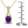 1 1/4 Carat Oval Shape Amethyst and Halo Diamond Necklace In 14 Karat Yellow Gold, 18 Inches Image-3