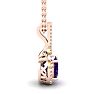 1 1/4 Carat Oval Shape Amethyst and Halo Diamond Necklace In 14 Karat Rose Gold, 18 Inches Image-2
