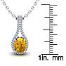 1 1/4 Carat Oval Shape Citrine and Halo Diamond Necklace In 14 Karat White Gold, 18 Inches Image-3