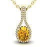 1 1/4 Carat Oval Shape Citrine and Halo Diamond Necklace In 14 Karat Yellow Gold, 18 Inches Image-1