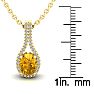 1 1/4 Carat Oval Shape Citrine and Halo Diamond Necklace In 14 Karat Yellow Gold, 18 Inches Image-3