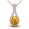 1 1/4 Carat Oval Shape Citrine and Halo Diamond Necklace In 14 Karat Rose Gold, 18 Inches Image-1