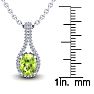 1 1/2 Carat Oval Shape Peridot and Halo Diamond Necklace In 14 Karat White Gold, 18 Inches Image-3