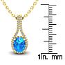 1 3/4 Carat Oval Shape Blue Topaz and Halo Diamond Necklace In 14 Karat Yellow Gold, 18 Inches Image-3