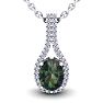1-1/4 Carat Oval Shape Mystic Topaz Necklace With Diamond Halo 14 Karat White Gold, 18 Inches Image-1
