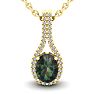 1-1/4 Carat Oval Shape Mystic Topaz Necklace With Diamond Halo 14 Karat Yellow Gold, 18 Inches Image-1