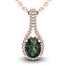 1-1/4 Carat Oval Shape Mystic Topaz Necklace With Diamond Halo 14 Karat Rose Gold, 18 Inches Image-1