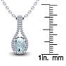 Aquamarine Necklace: Aquamarine Jewelry: 1 1/3 Carat Oval Shape Aquamarine and Halo Diamond Necklace In 14 Karat White Gold, 18 Inches
 Image-3