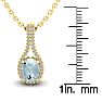 Aquamarine Necklace: Aquamarine Jewelry: 1 1/3 Carat Oval Shape Aquamarine and Halo Diamond Necklace In 14 Karat Yellow Gold, 18 Inches
 Image-3
