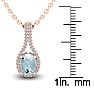 Aquamarine Necklace: Aquamarine Jewelry: 1 1/3 Carat Oval Shape Aquamarine and Halo Diamond Necklace In 14 Karat Rose Gold, 18 Inches
 Image-3