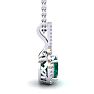 1-1/3 Carat Oval Shape Emerald Necklaces With Diamond Halo In 14 Karat White Gold, 18 Inch Chain Image-2