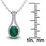 1-1/3 Carat Oval Shape Emerald Necklaces With Diamond Halo In 14 Karat White Gold, 18 Inch Chain Image-3