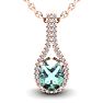 1 1/4 Carat Oval Shape Green Amethyst and Halo Diamond Necklace In 14 Karat Rose Gold, 18 Inches Image-1