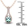 1 1/4 Carat Oval Shape Green Amethyst and Halo Diamond Necklace In 14 Karat Rose Gold, 18 Inches Image-3