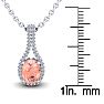 1-1/3 Carat Oval Shape Morganite Necklace with Diamond Halo In 14 Karat White Gold With 18 Inch Chain Image-3
