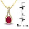 1 3/4 Carat Oval Shape Ruby and Halo Diamond Necklace In 14 Karat Yellow Gold, 18 Inches Image-3