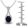 1 3/4 Carat Oval Shape Sapphire and Halo Diamond Necklace In 14 Karat White Gold, 18 Inches Image-3
