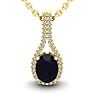 1 3/4 Carat Oval Shape Sapphire and Halo Diamond Necklace In 14 Karat Yellow Gold, 18 Inches Image-1