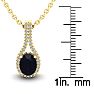 1 3/4 Carat Oval Shape Sapphire and Halo Diamond Necklace In 14 Karat Yellow Gold, 18 Inches Image-3