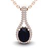 1 3/4 Carat Oval Shape Sapphire and Halo Diamond Necklace In 14 Karat Rose Gold, 18 Inches Image-1