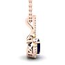 1 3/4 Carat Oval Shape Sapphire and Halo Diamond Necklace In 14 Karat Rose Gold, 18 Inches Image-2