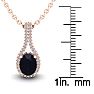 1 3/4 Carat Oval Shape Sapphire and Halo Diamond Necklace In 14 Karat Rose Gold, 18 Inches Image-3