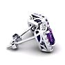 2 Carat Cushion Cut Amethyst and Halo Diamond Stud Earrings In 14 Karat White Gold Image-3