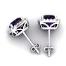 2 Carat Cushion Cut Amethyst and Halo Diamond Stud Earrings In 14 Karat White Gold Image-4