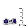 2 Carat Cushion Cut Amethyst and Halo Diamond Stud Earrings In 14 Karat White Gold Image-5