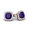 2 Carat Cushion Cut Amethyst and Halo Diamond Stud Earrings In 14 Karat Rose Gold Image-1