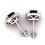 2 Carat Cushion Cut Amethyst and Halo Diamond Stud Earrings In 14 Karat Rose Gold Image-4
